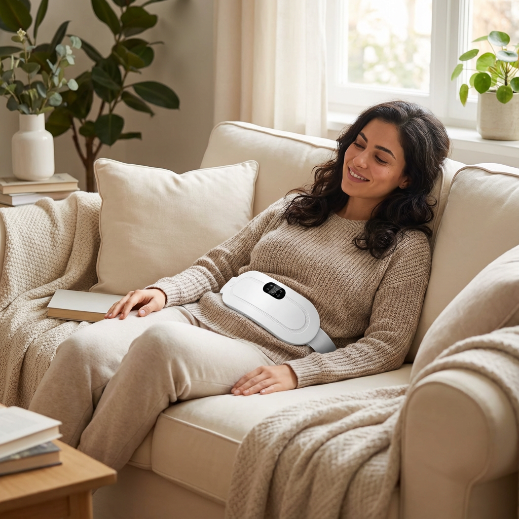 חגורת עיסוי וחימום חשמלית לכאבי מחזור