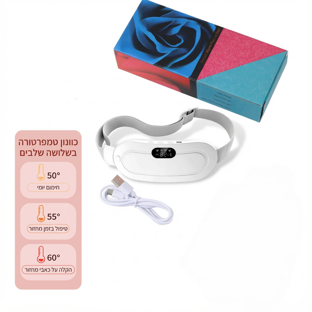 חגורת עיסוי וחימום חשמלית לכאבי מחזור