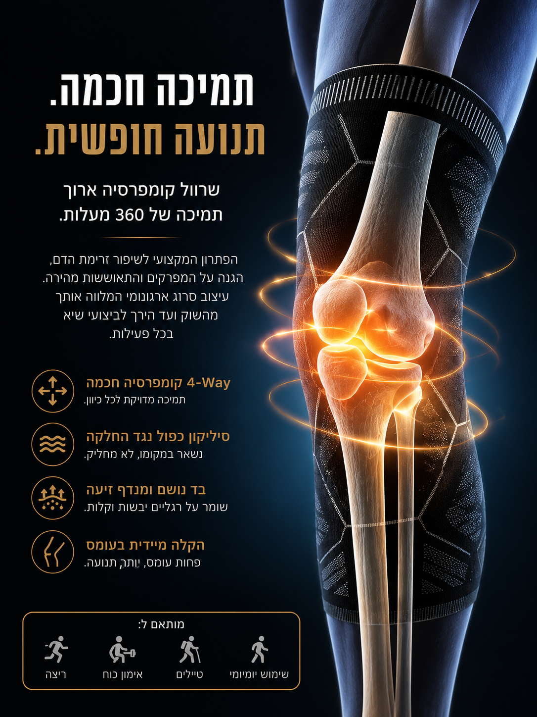 שרוול לחיצה (קומפרסיה) ארוך לרגל