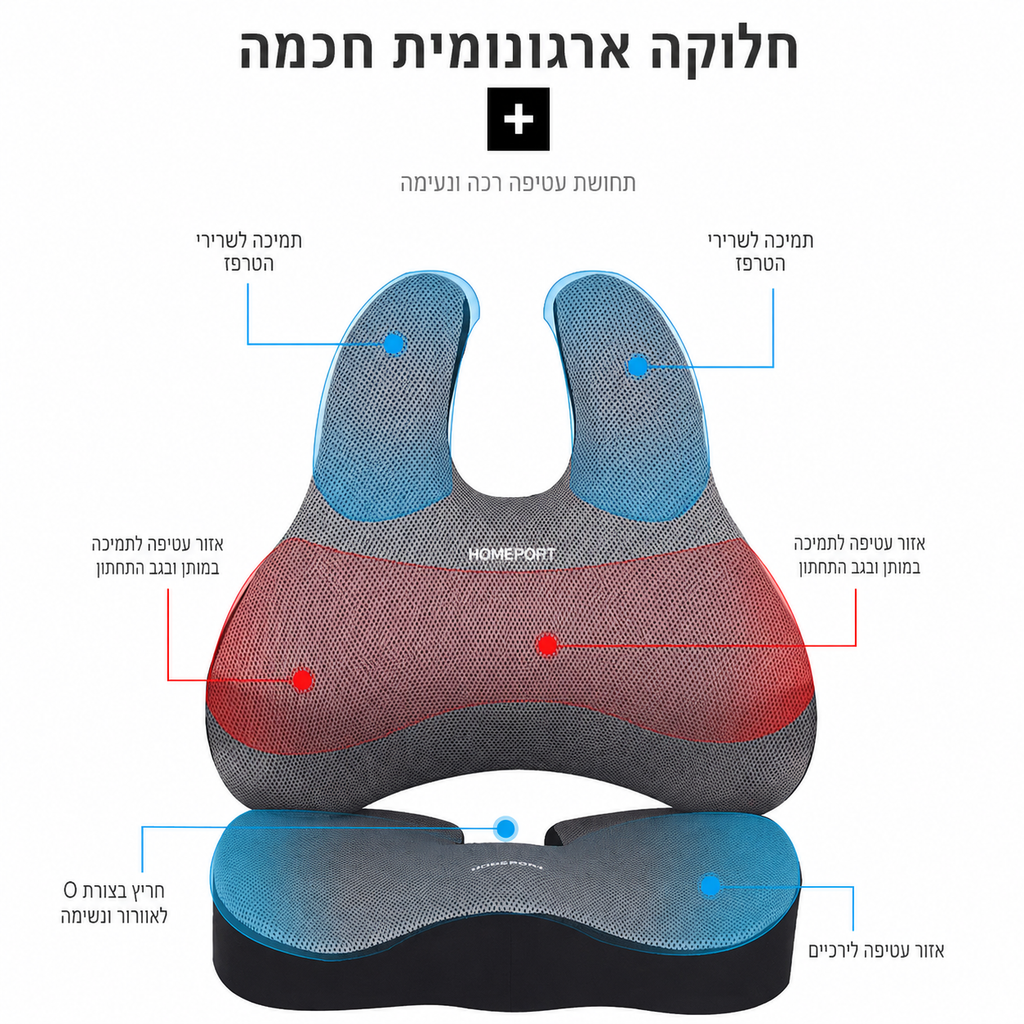 סט כריות ישיבה וגב ארגונומיות