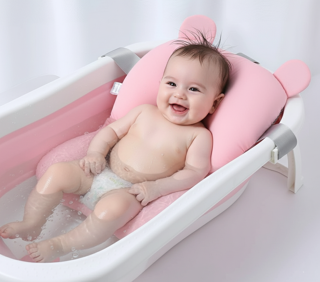 עריסת בטיחות לתמיכה ושכיבה בזמן האמבטיה