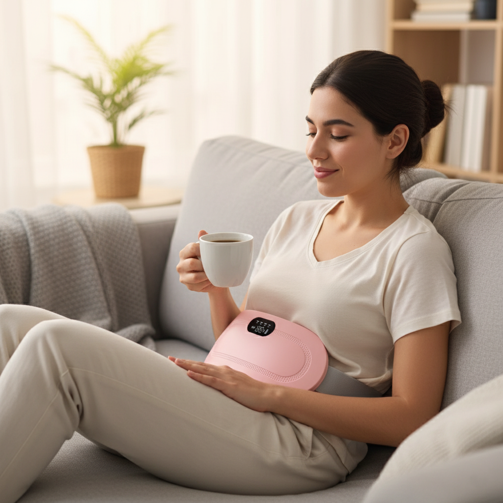 חגורת עיסוי וחימום חשמלית לכאבי מחזור