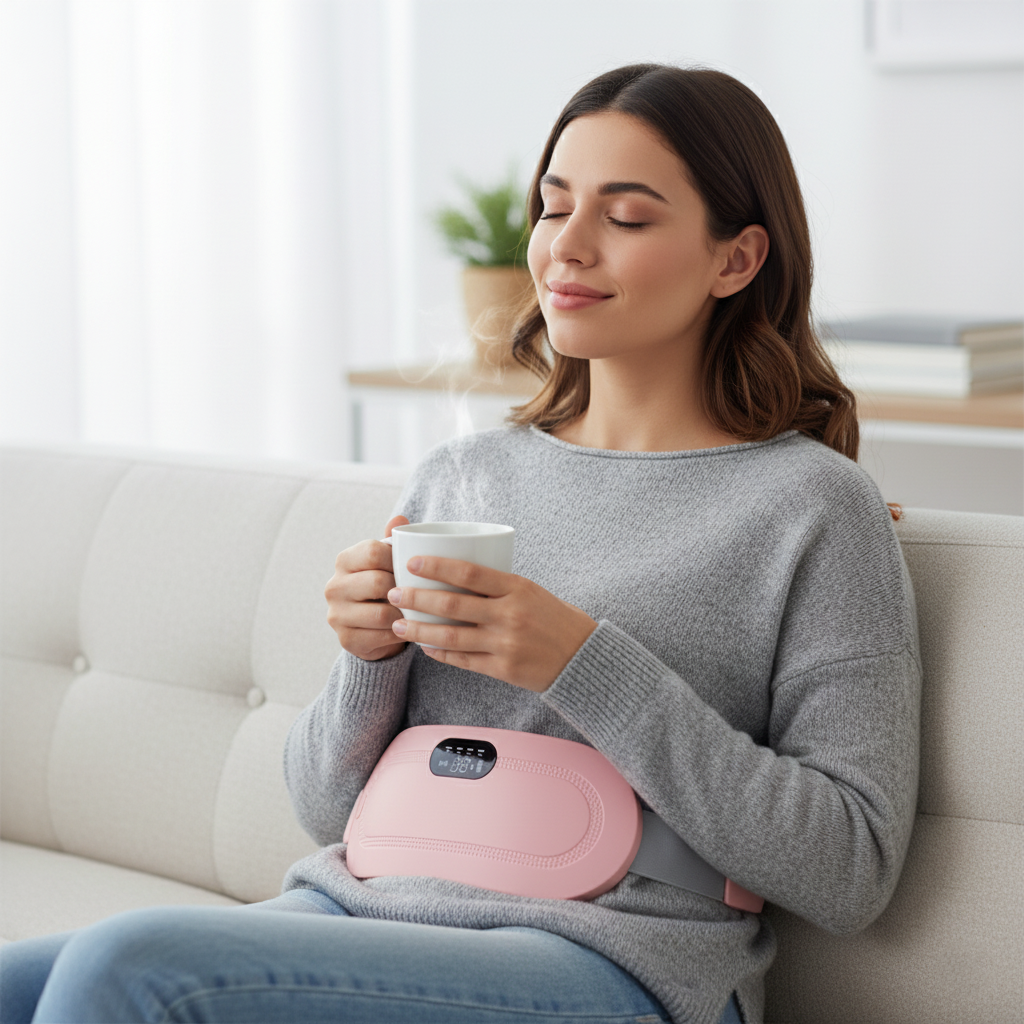 חגורת עיסוי וחימום חשמלית לכאבי מחזור