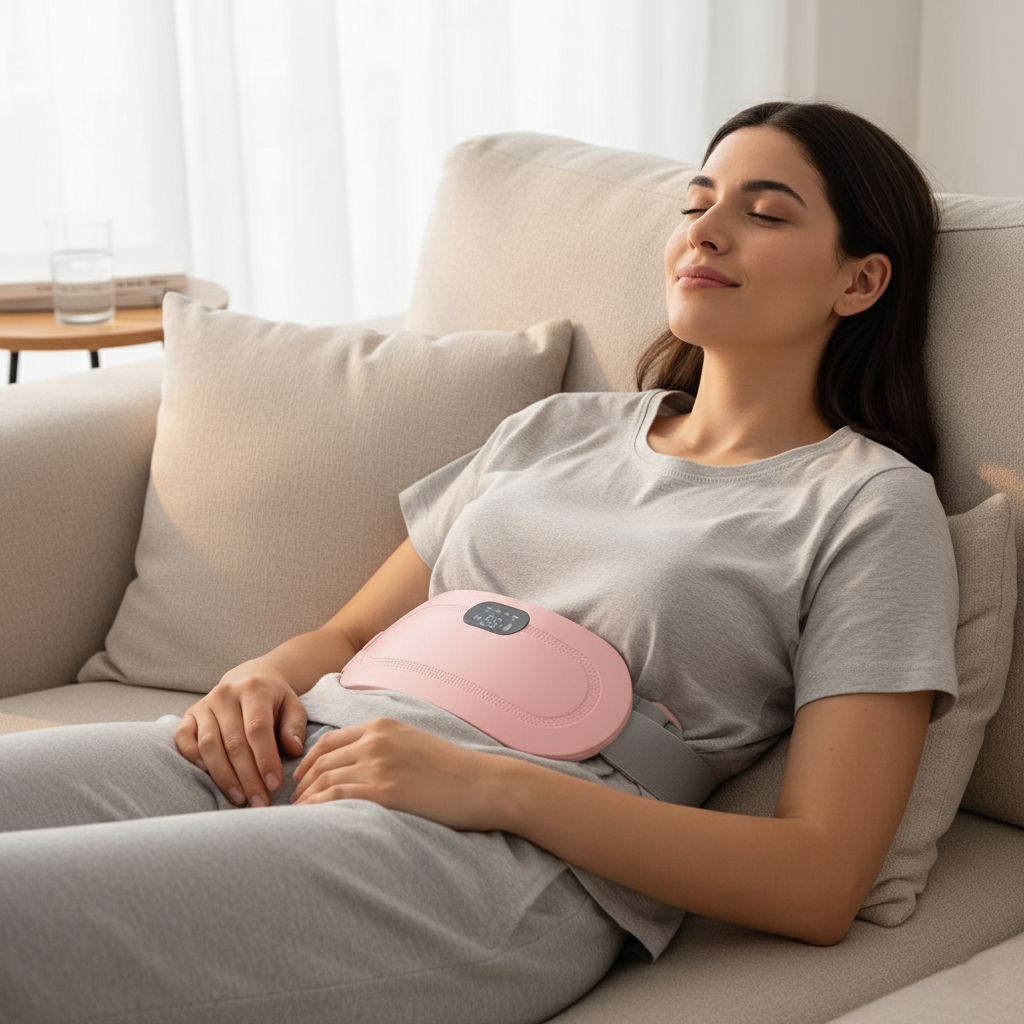 חגורת עיסוי וחימום חשמלית לכאבי מחזור