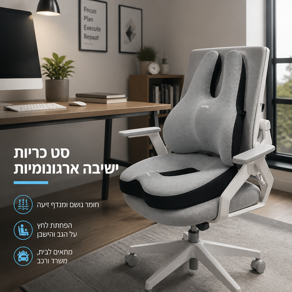סט כריות ישיבה וגב ארגונומיות